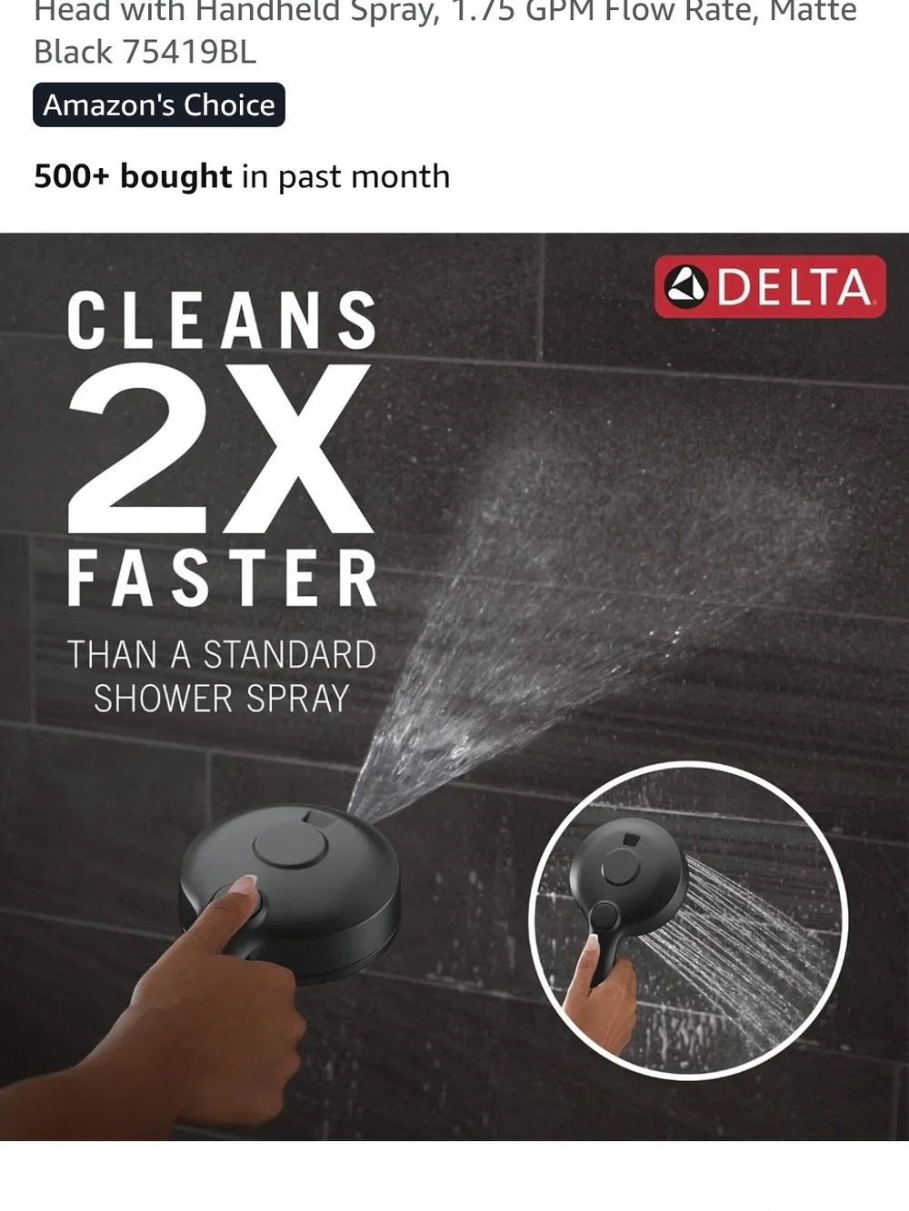 Delta Matte Black Dual-Head Shower System - 5 Spray Settings